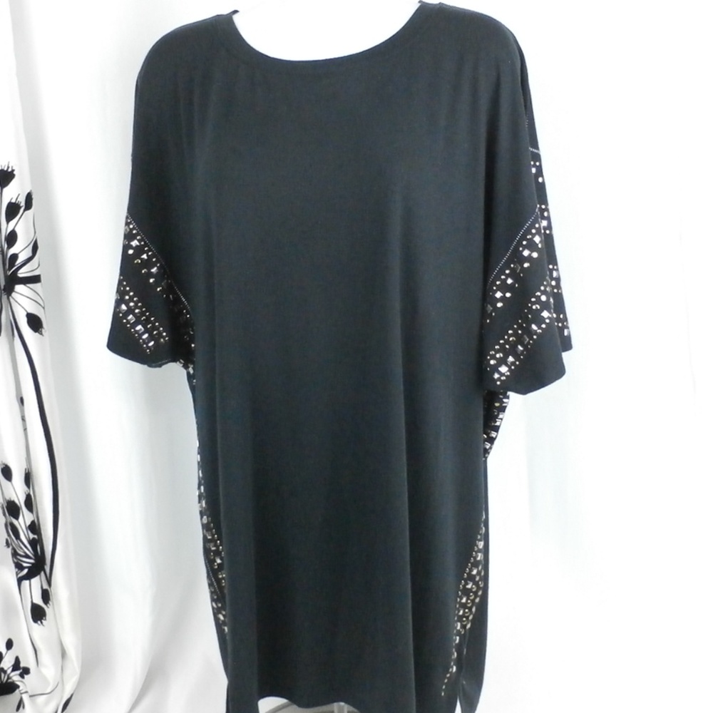 Jennifer Hudson Black Knit side stud tee shirt M